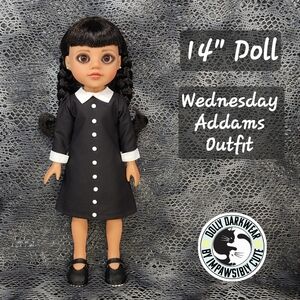 🖤☯️🤍Wednesday Addams American Girl Wellie Wishers Outfit for 14" Dolls